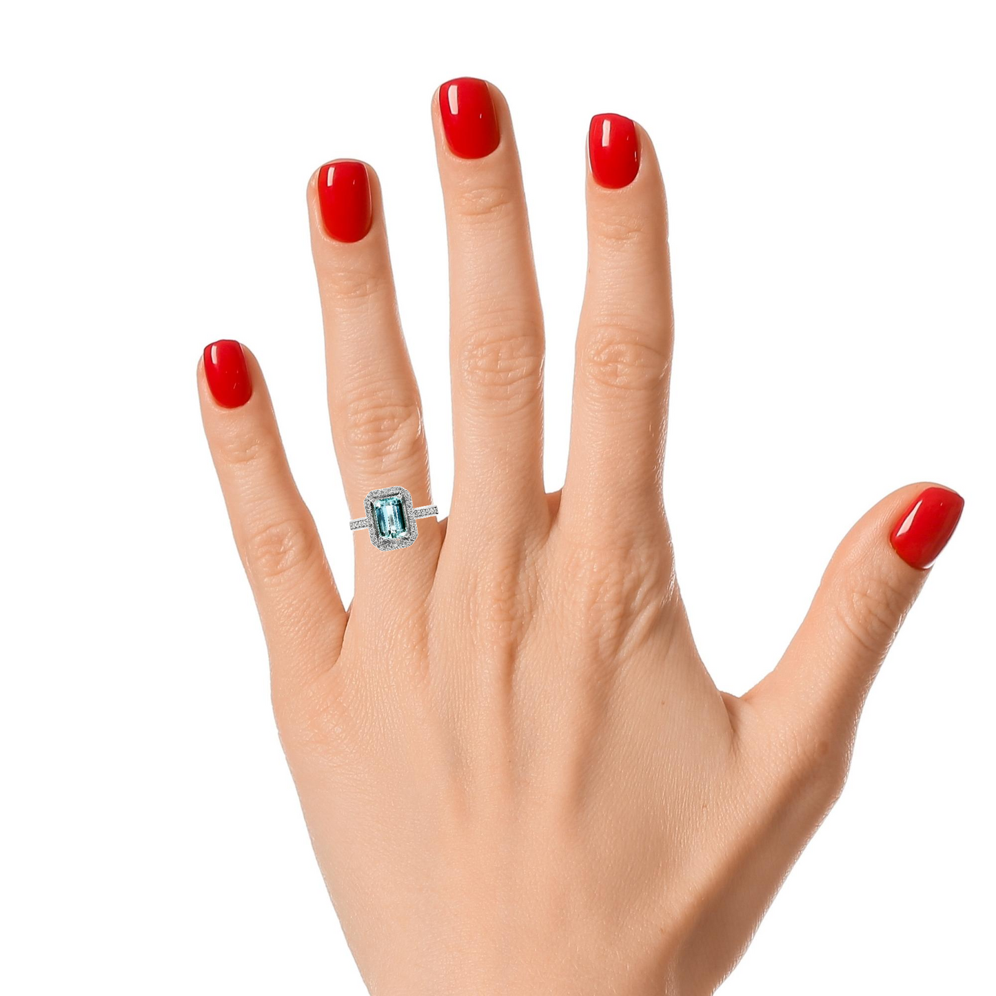 Aquamarine and Diamond Ring - 18kt White Gold