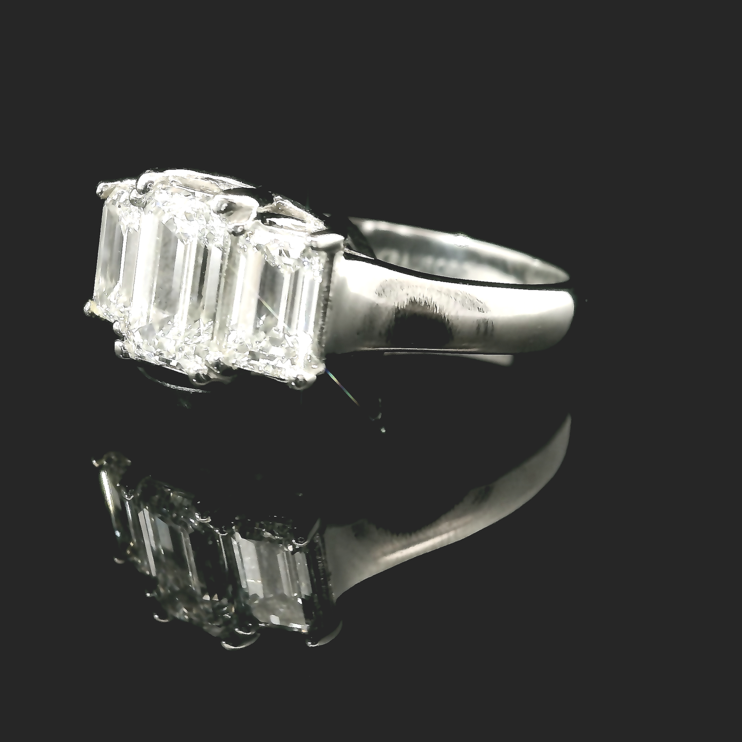 Emerald GIA Diamond Ring - Platinum