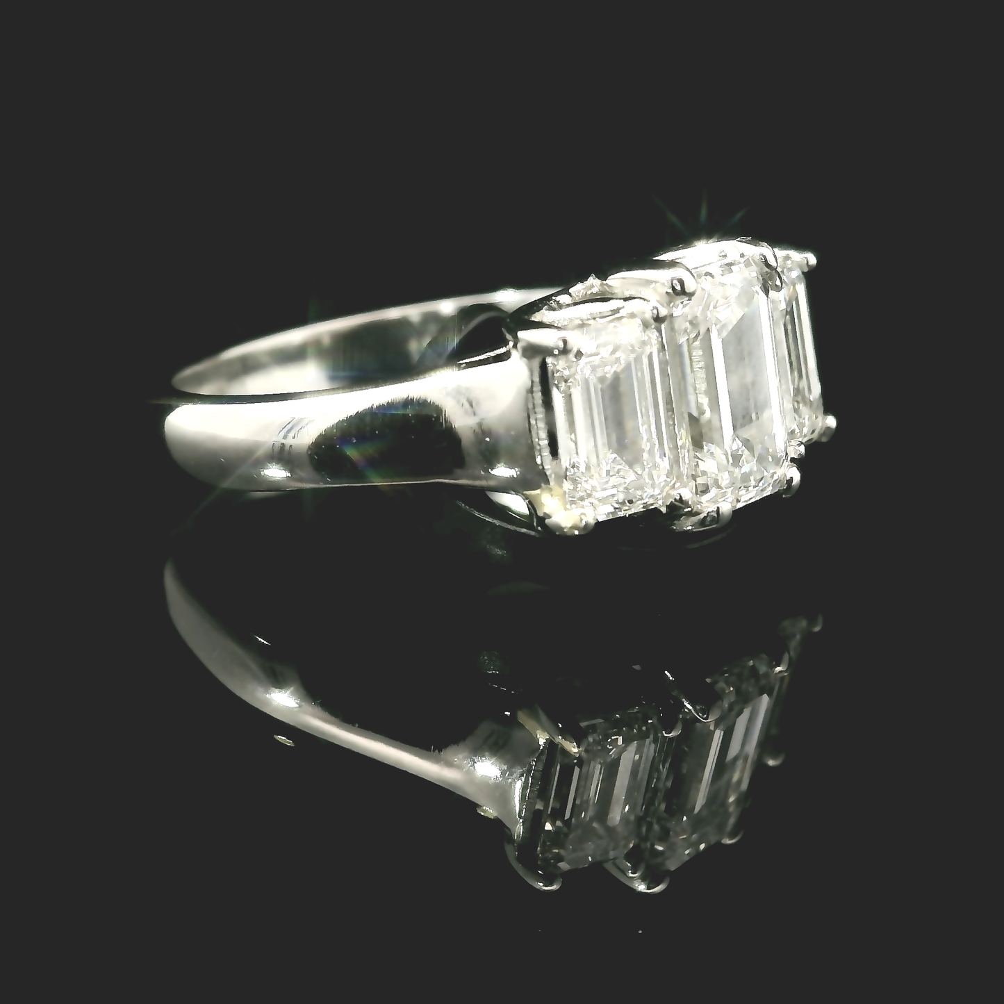 Emerald GIA Diamond Ring - Platinum