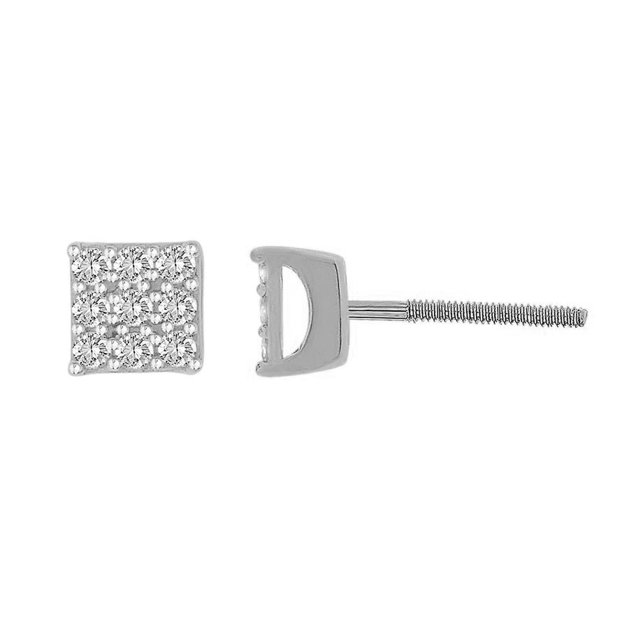Sterling Silver White Diamond Cluster Fashion Earrings For Women 0.25CT Round Diamond Elegant Yuva Earrings