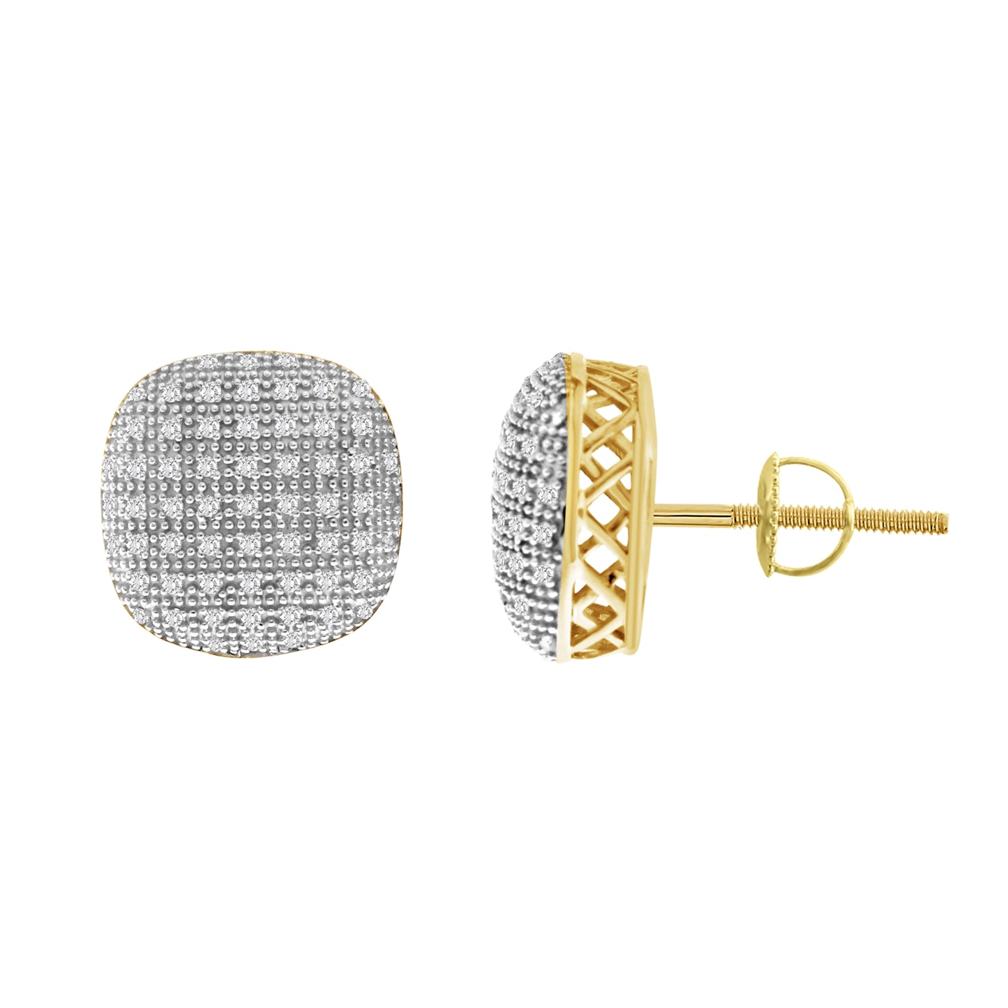 LADIES EARRINGS 0.50CT ROUND DIAMOND 10K YELLOW GOLD