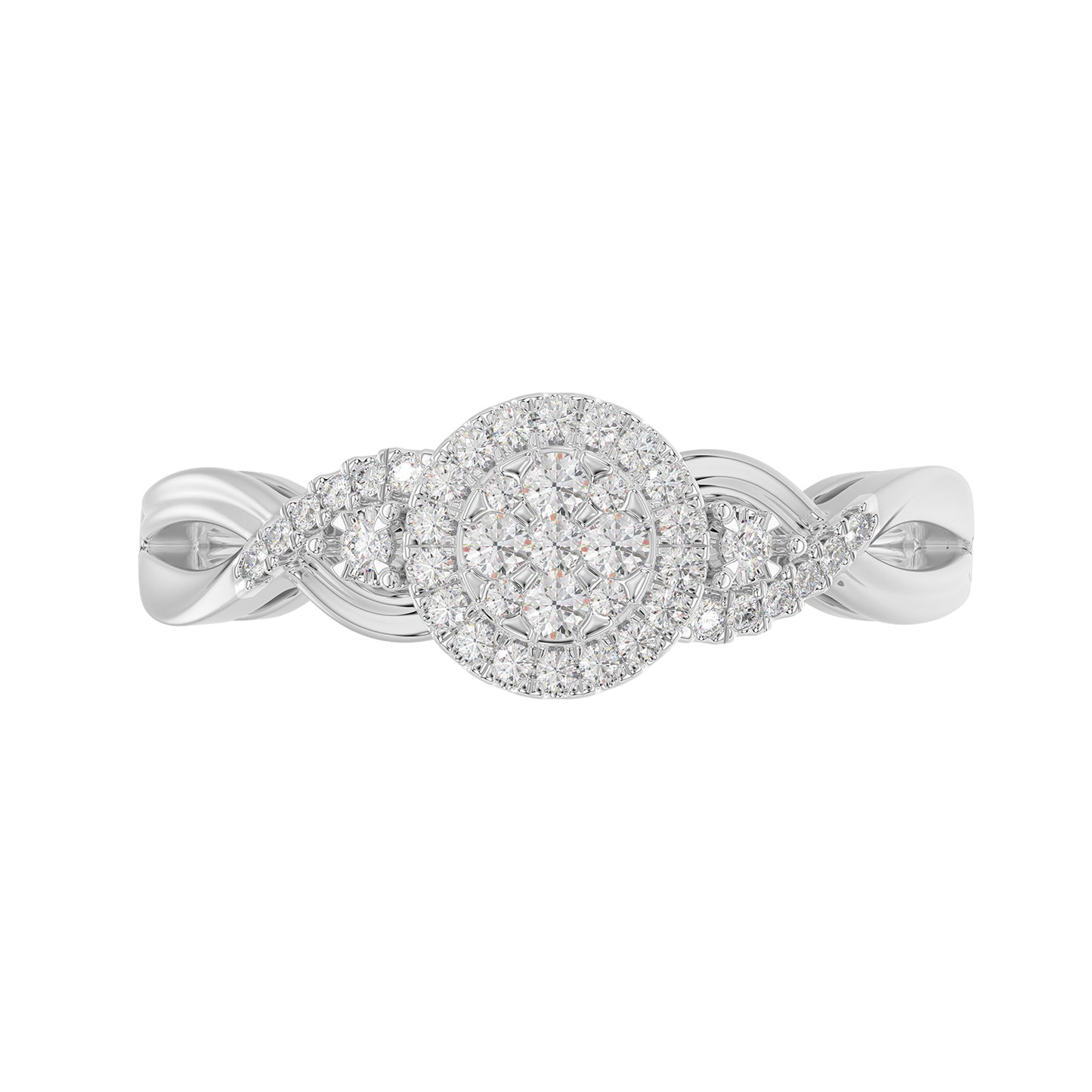 Sterling Silver 0.25Ct Round Diamond Halo Cluster Ring For Women Engagement Promise Ring Gift For Her