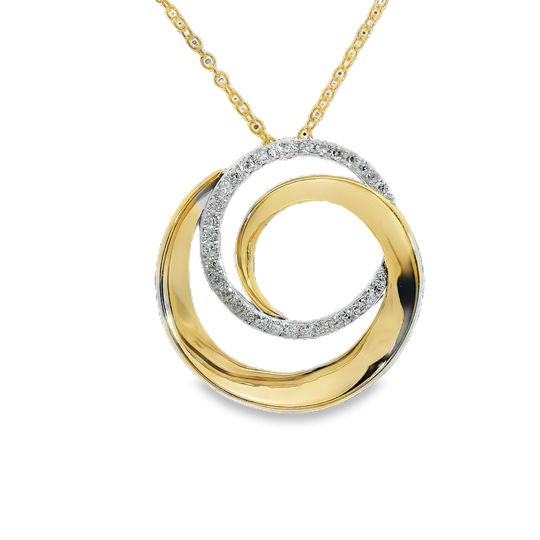 Diamond Spiral Pendant - 14kt Yellow Gold