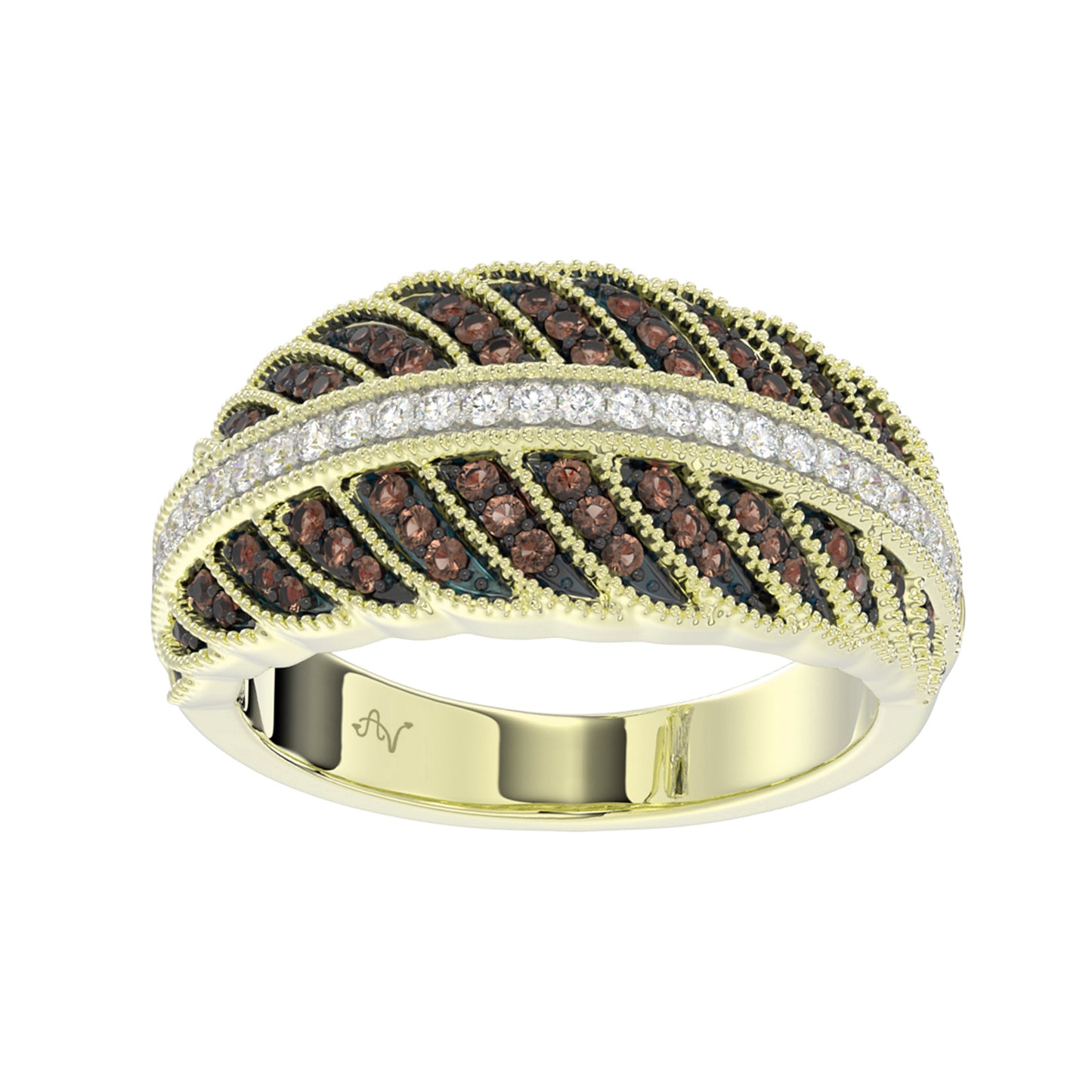 LADIES RING 0.50CT ROUND/DARK BROWN DIAMOND 14K YELLOW GOLD