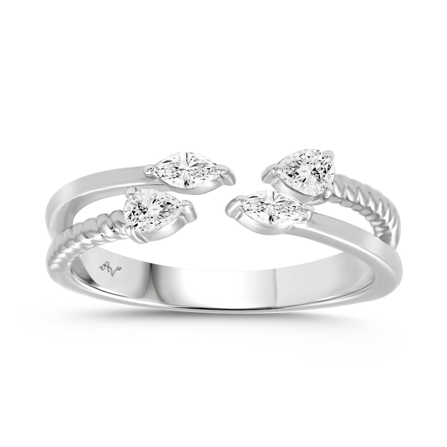 LADIES RING 0.33CT PEAR/MARQUISE DIAMOND 14K WHITE GOLD