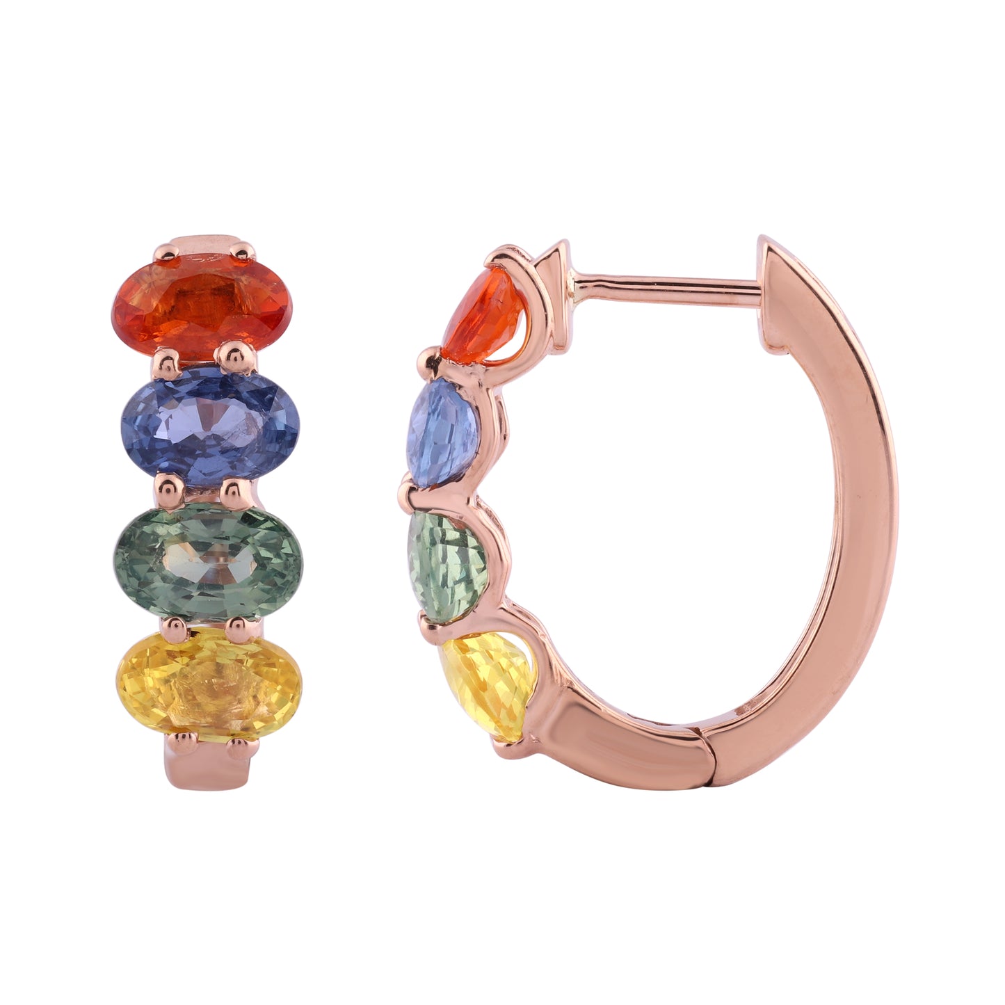 LADIES EARRINGS 4.45CT OVAL DIAMOND 14K ROSE GOLD (COLOUR STONE-MIX 4.45CT)