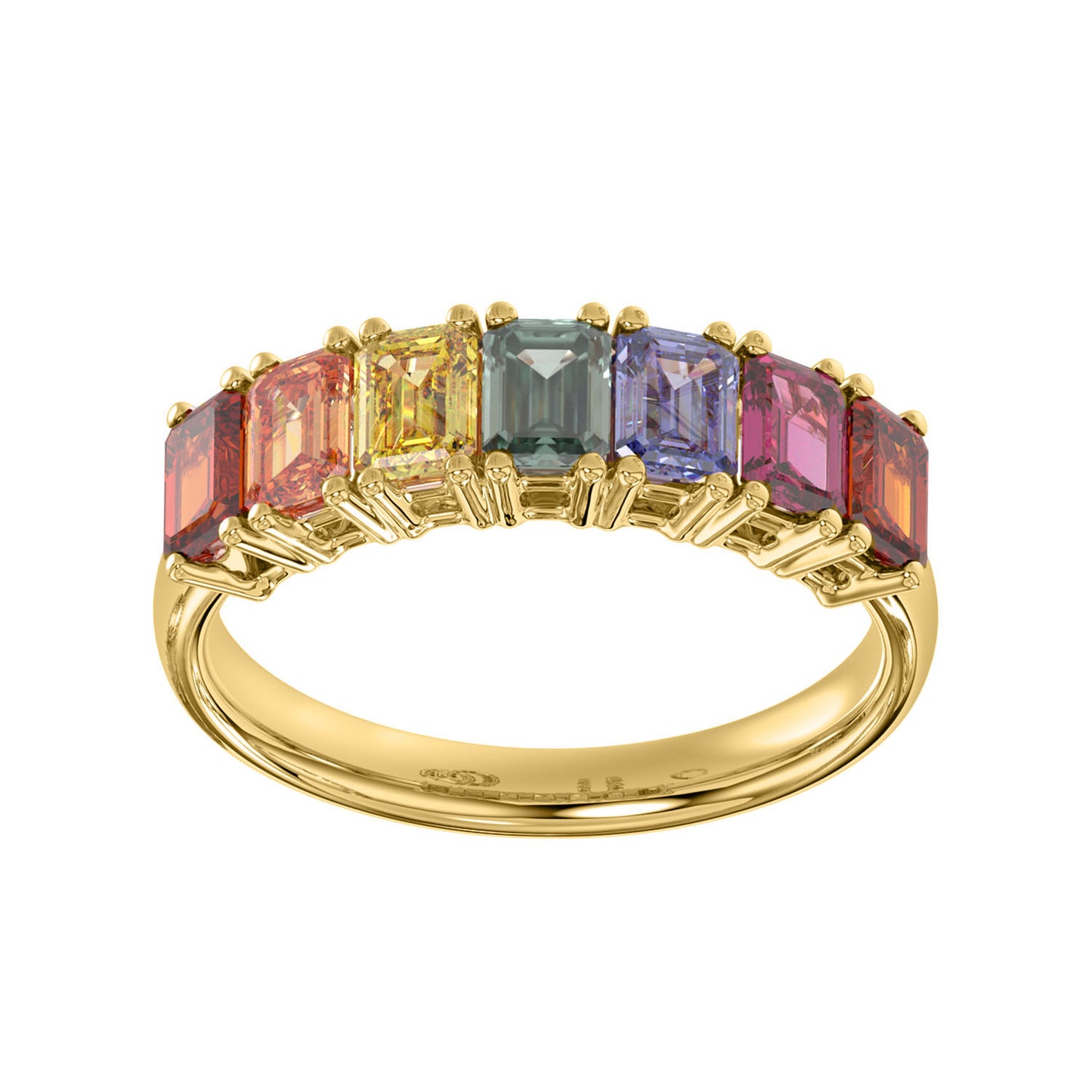 LADIES RING 1.75CT EMERALD DIAMOND 14K YELLOW GOLD (COLOUR STONE MIX-1.75CT)