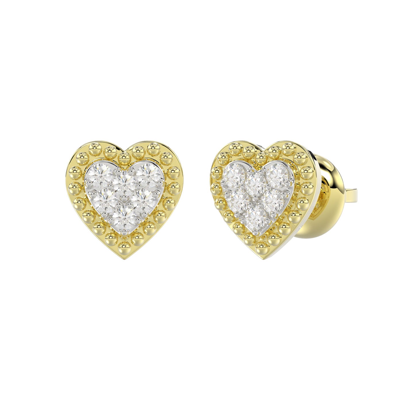 LADIES EARRINGS 0.20CT ROUND DIAMOND 14K YELLOW GOLD
