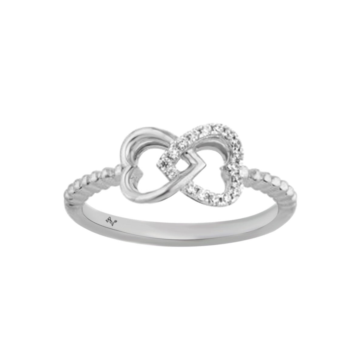 Infinity Heart Diamond Ladies Ring Sterling Silver 0.10Ct Round Cut Elegant Engagement & Promise Ring For Women
