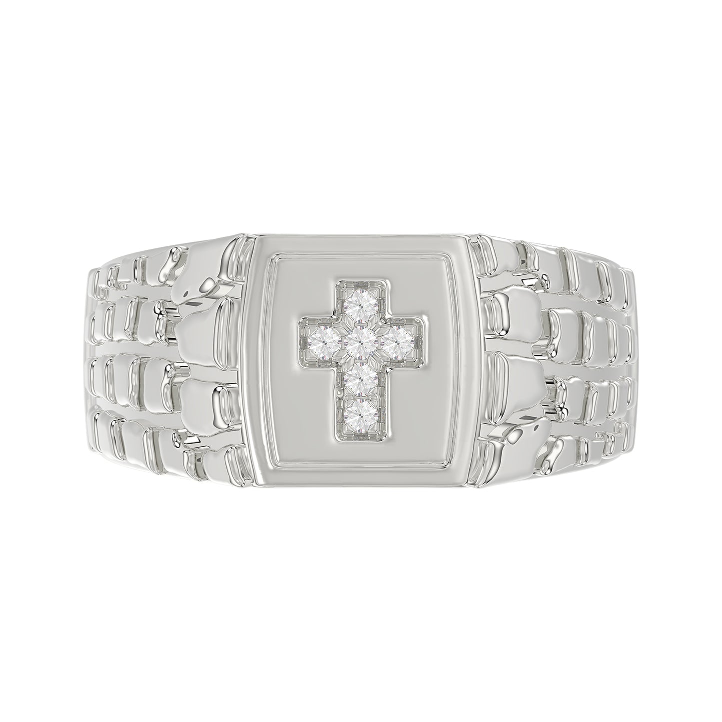 �Elegant Men�S Fashion Ring 0.10Ct Round Diamond Sterling Silver White Luxury Statement Jewelry For Men