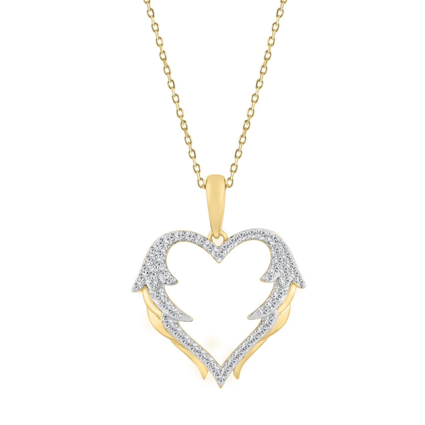 10K YELLOW GOLD LADIES PENDANT INCLUDES WITH CHAIN 0.20CT ROUND NATURAL DIAMOND