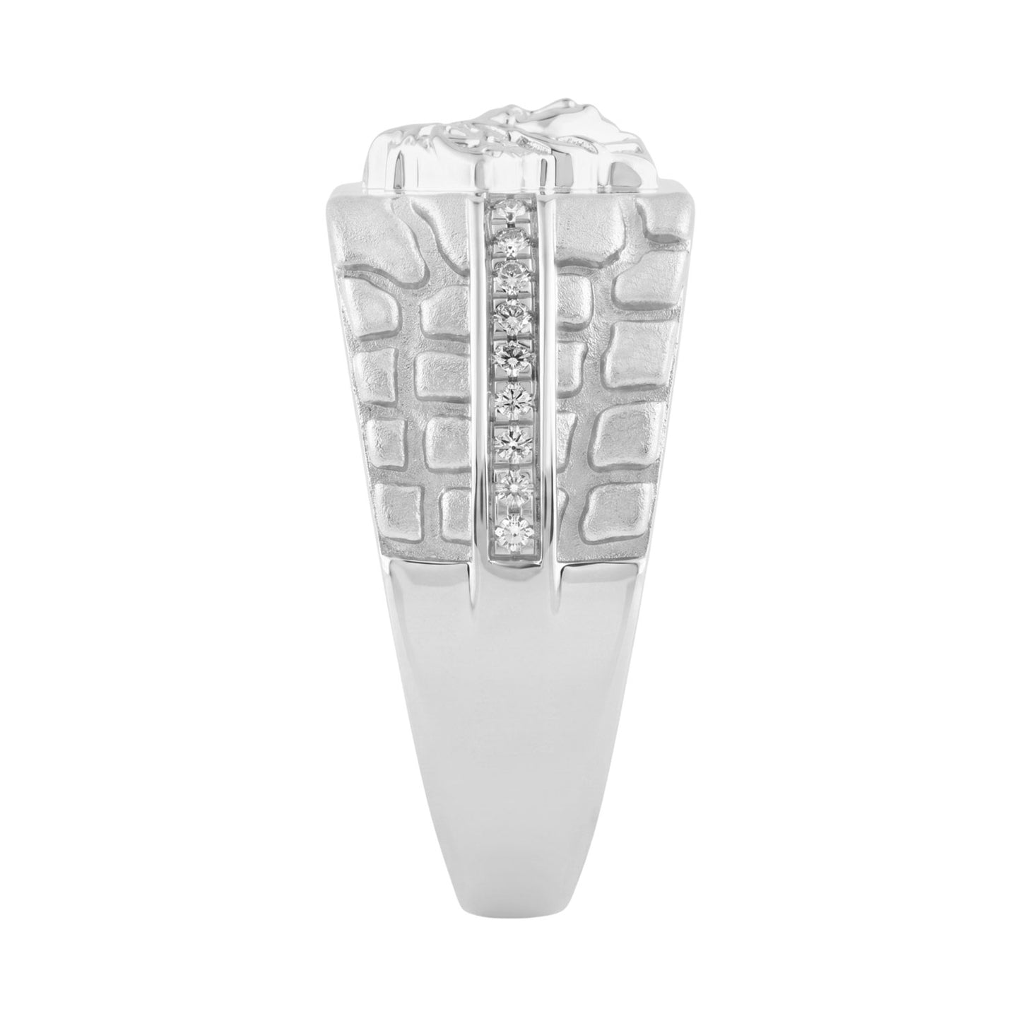 Classic Men’S Diamond Ring In Sterling Silver 0.10Ct Round Diamond Jewelry