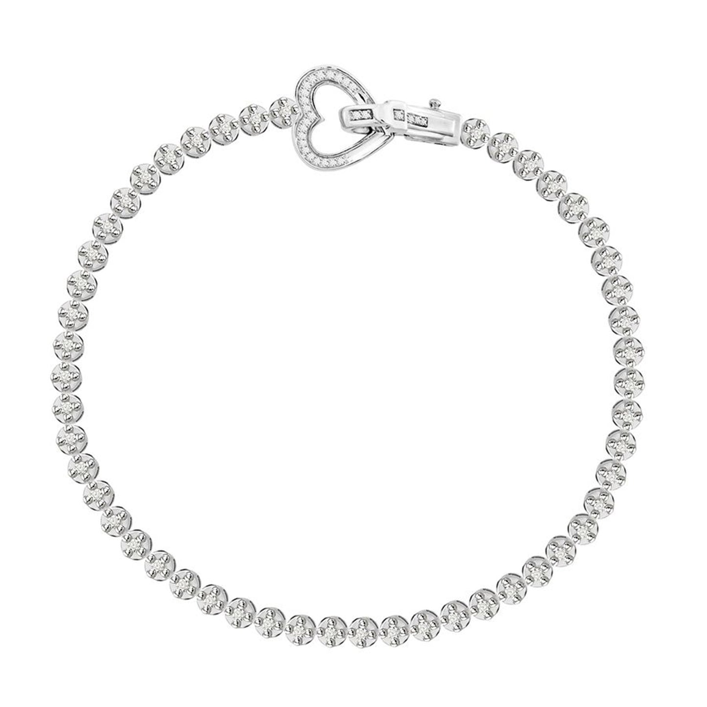 LADIES BRACELET 0.55CT ROUND DIAMOND STERLING SILVER WHITE