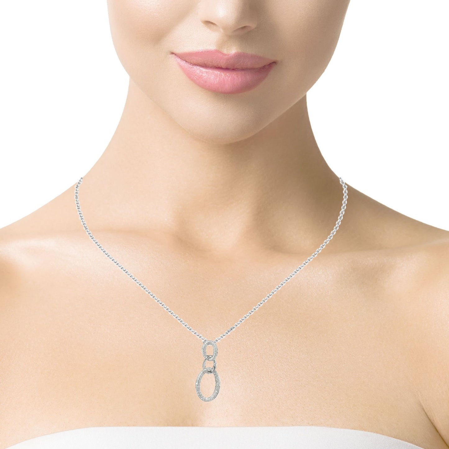 Diamonds Pendant Necklace - 14kt White Gold