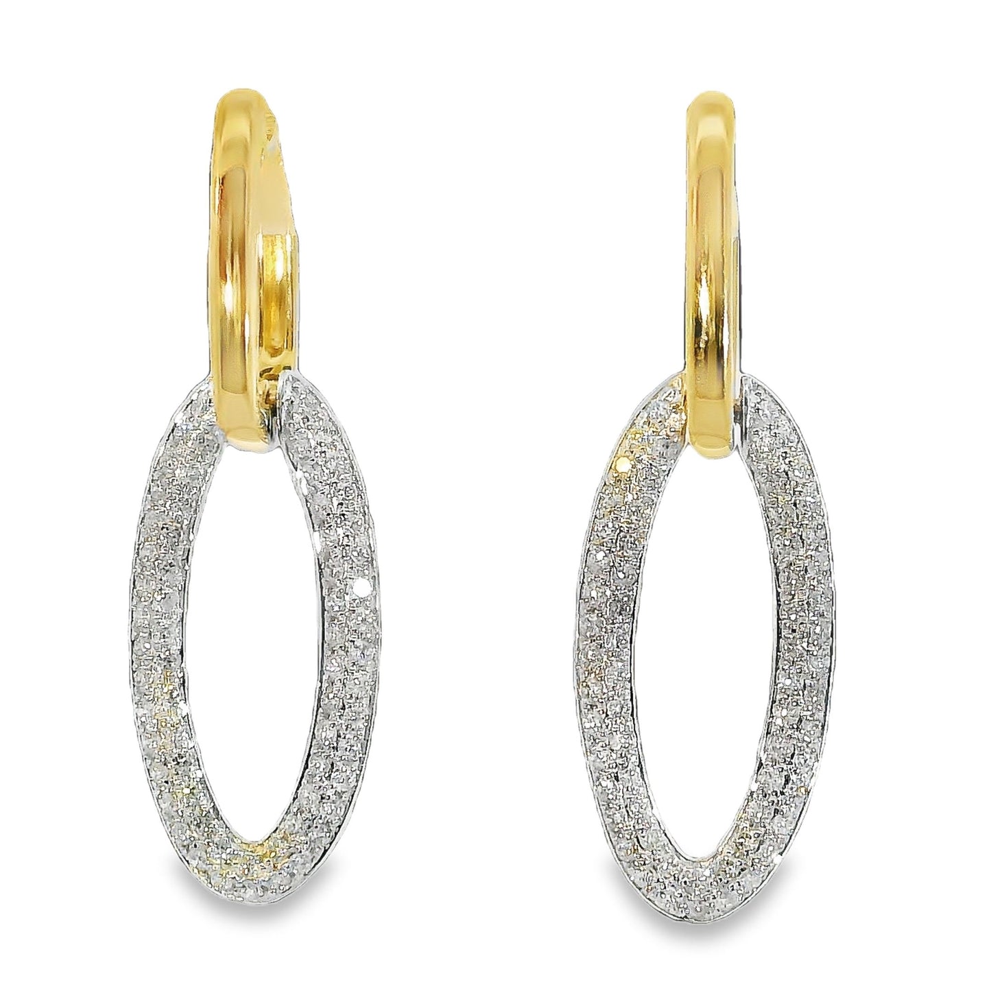 Diamonds Hoop Earrings - 14kt Yellow Gold