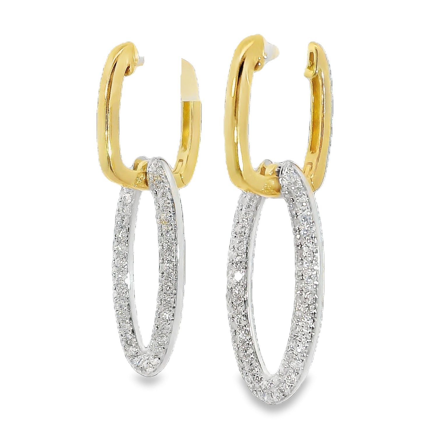 Diamonds Hoop Earrings - 14kt Yellow Gold