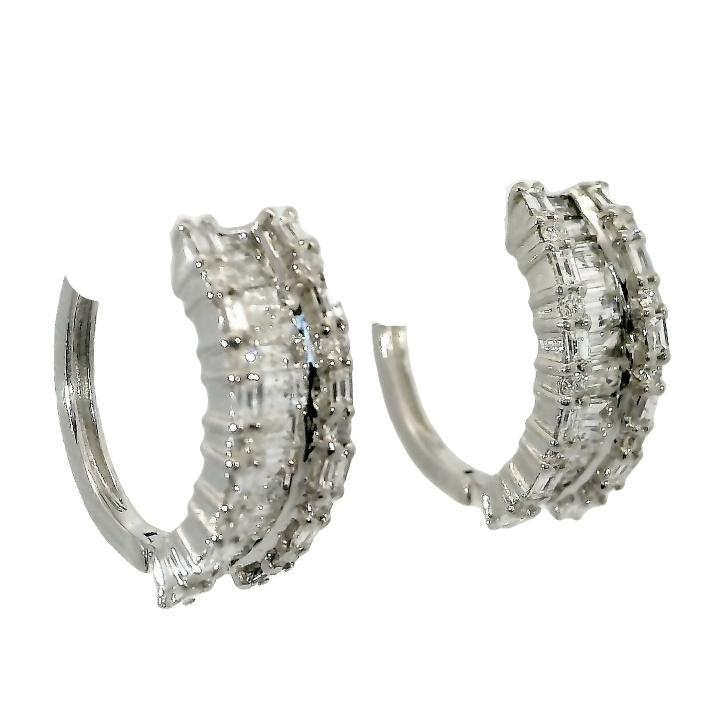 Natural Diamonds Hoop Earrings - 14kt White Gold