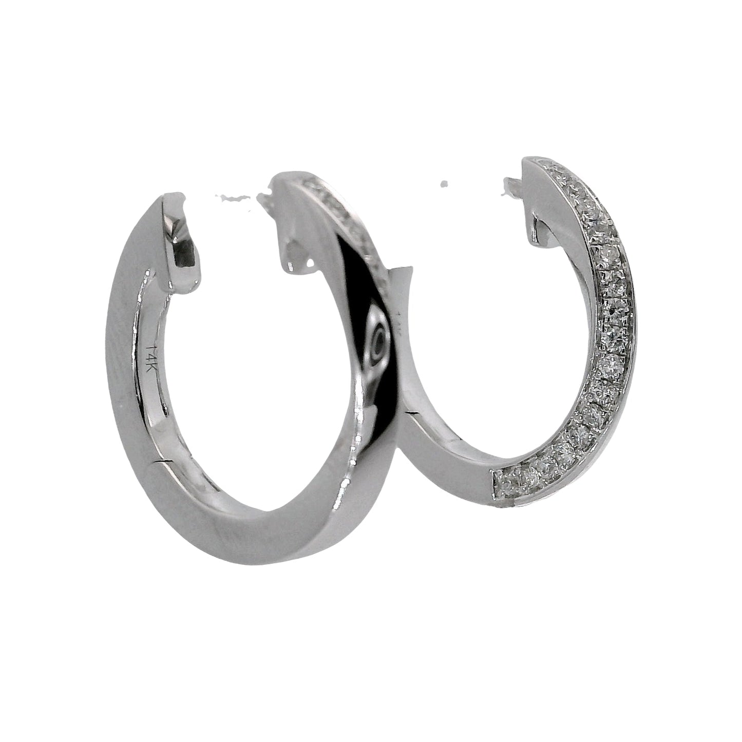 Natural Diamonds Hoop Earrings - 14kt White Gold