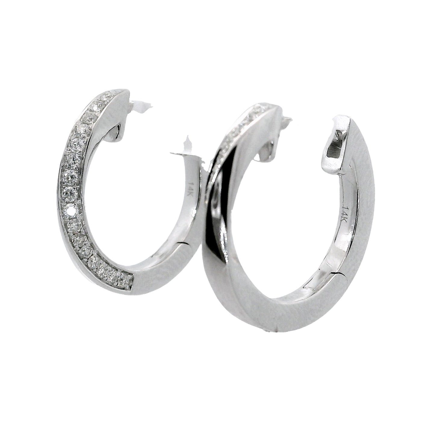 Natural Diamonds Hoop Earrings - 14kt White Gold