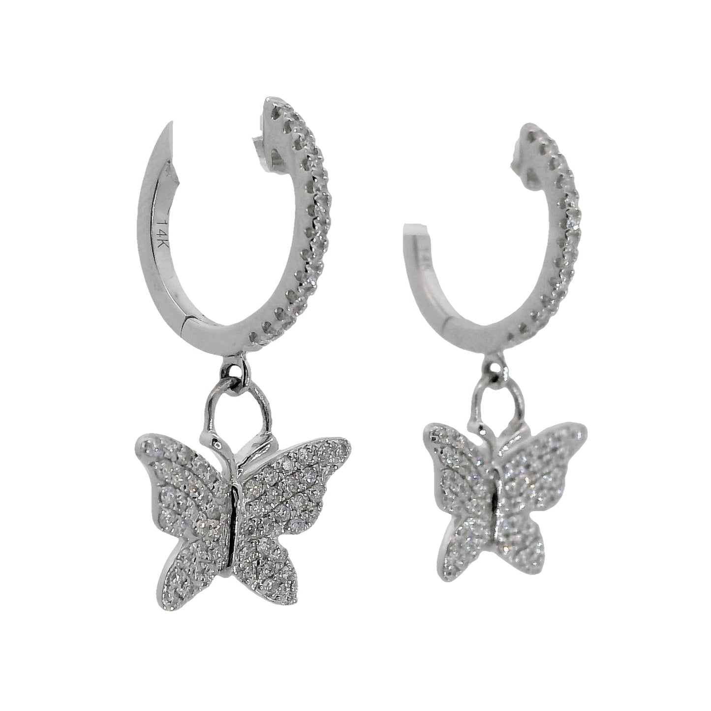 Natural Diamonds Hoop Earrings - 14kt White Gold