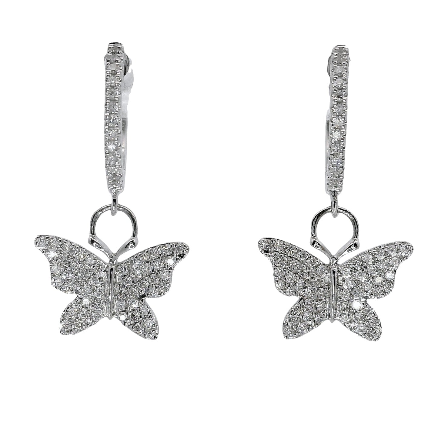 Natural Diamonds Hoop Earrings - 14kt White Gold