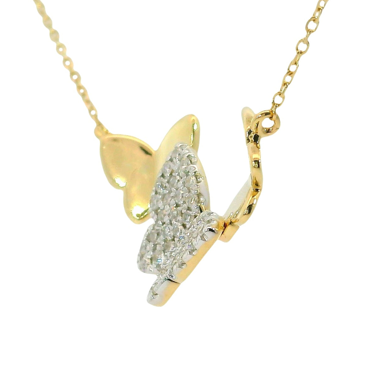 Natural Diamonds Butterfly Pendant - 14kt Yellow Gold