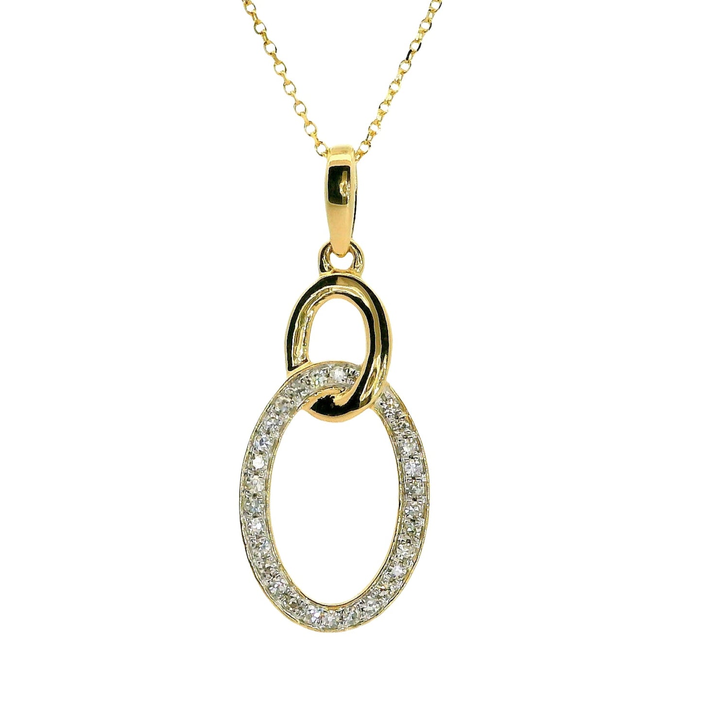 Natural Diamonds Ovals Pendant - 14kt Yellow Gold