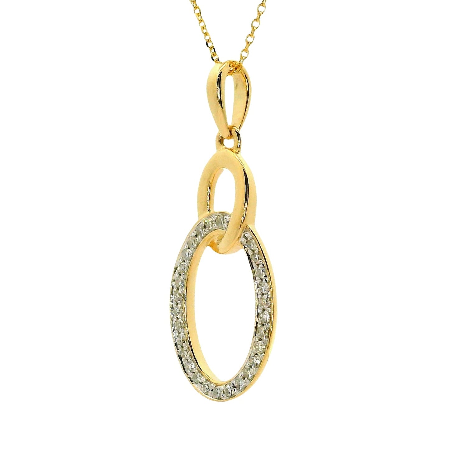 Natural Diamonds Ovals Pendant - 14kt Yellow Gold