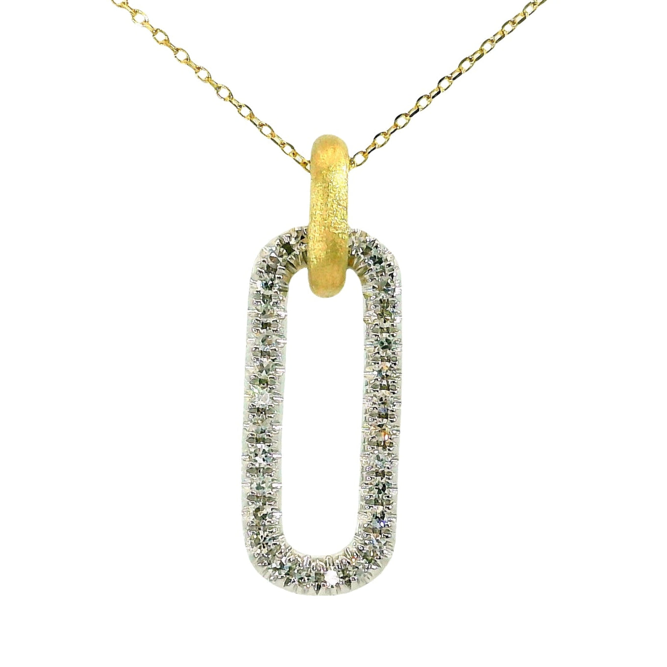 Natural Diamonds Paper Clip Pendant - 14kt Yellow Gold