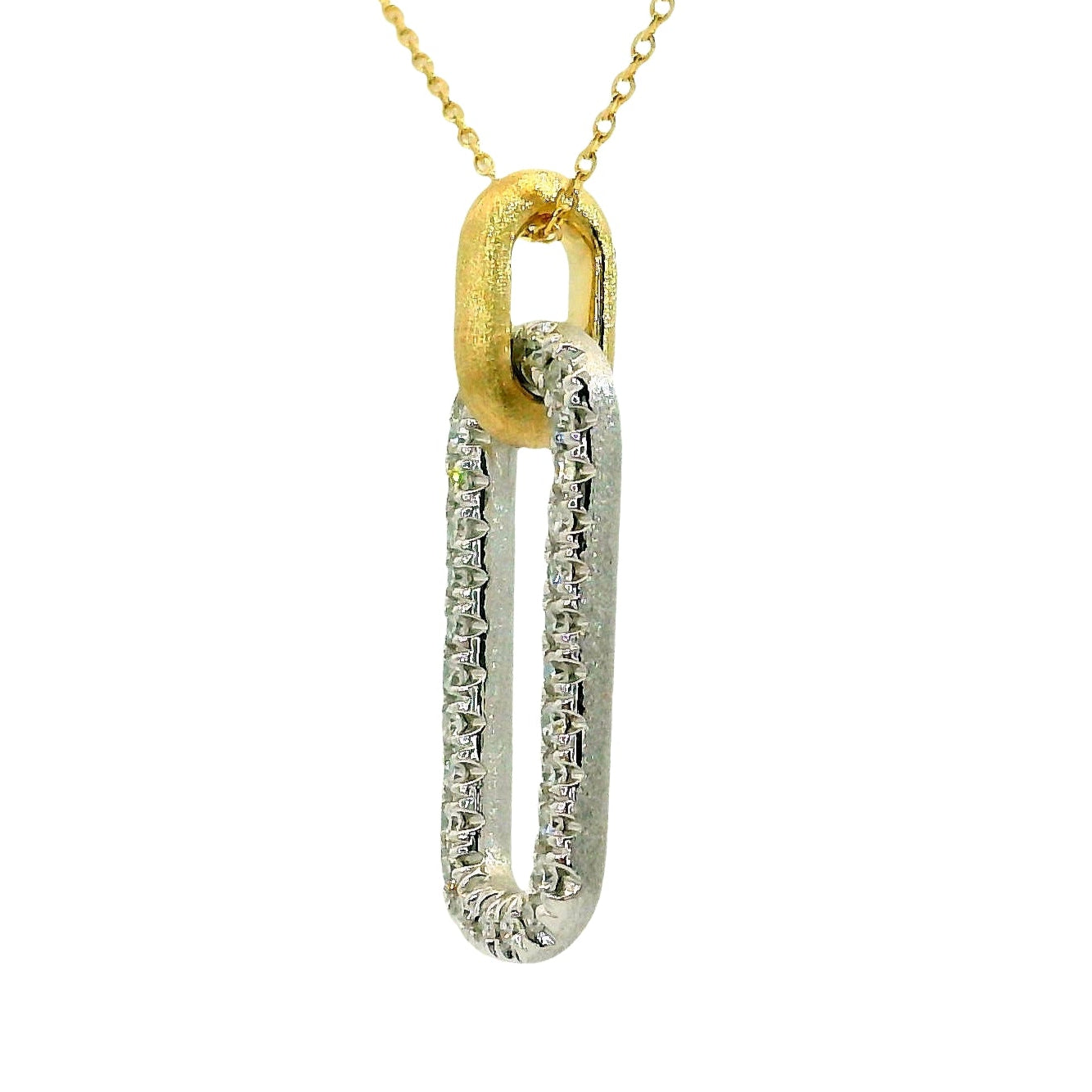 Natural Diamonds Paper Clip Pendant - 14kt Yellow Gold