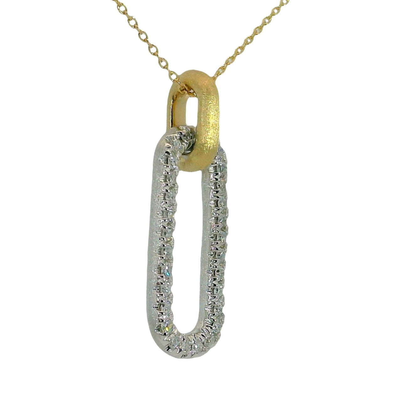 Natural Diamonds Paper Clip Pendant - 14kt Yellow Gold