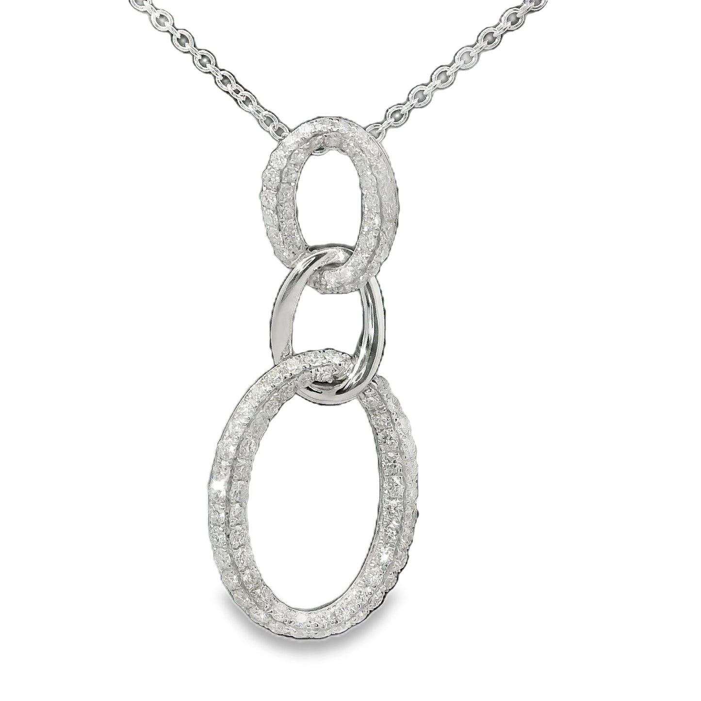 Diamonds Pendant Necklace - 14kt White Gold