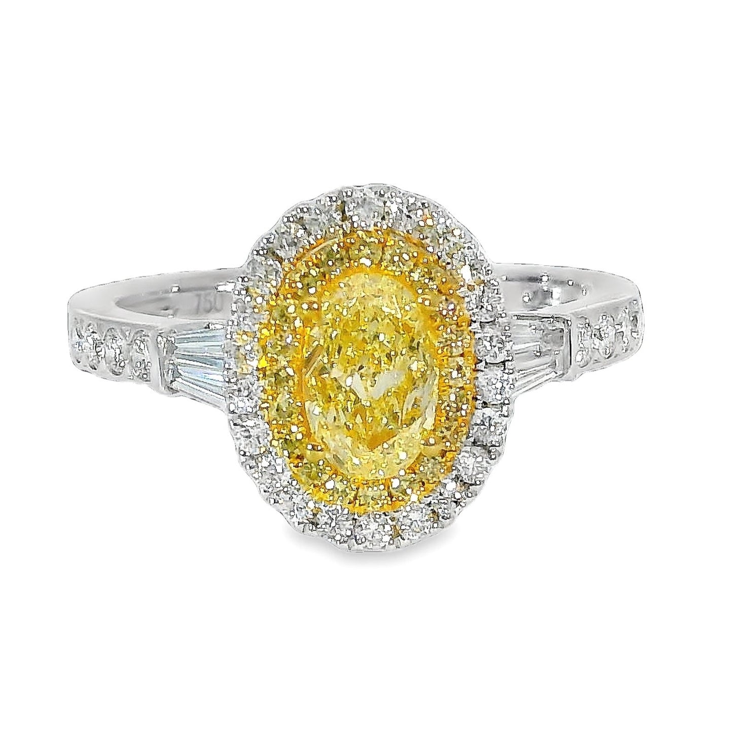 Fancy Yellow Natural Diamonds - 18kt White Gold