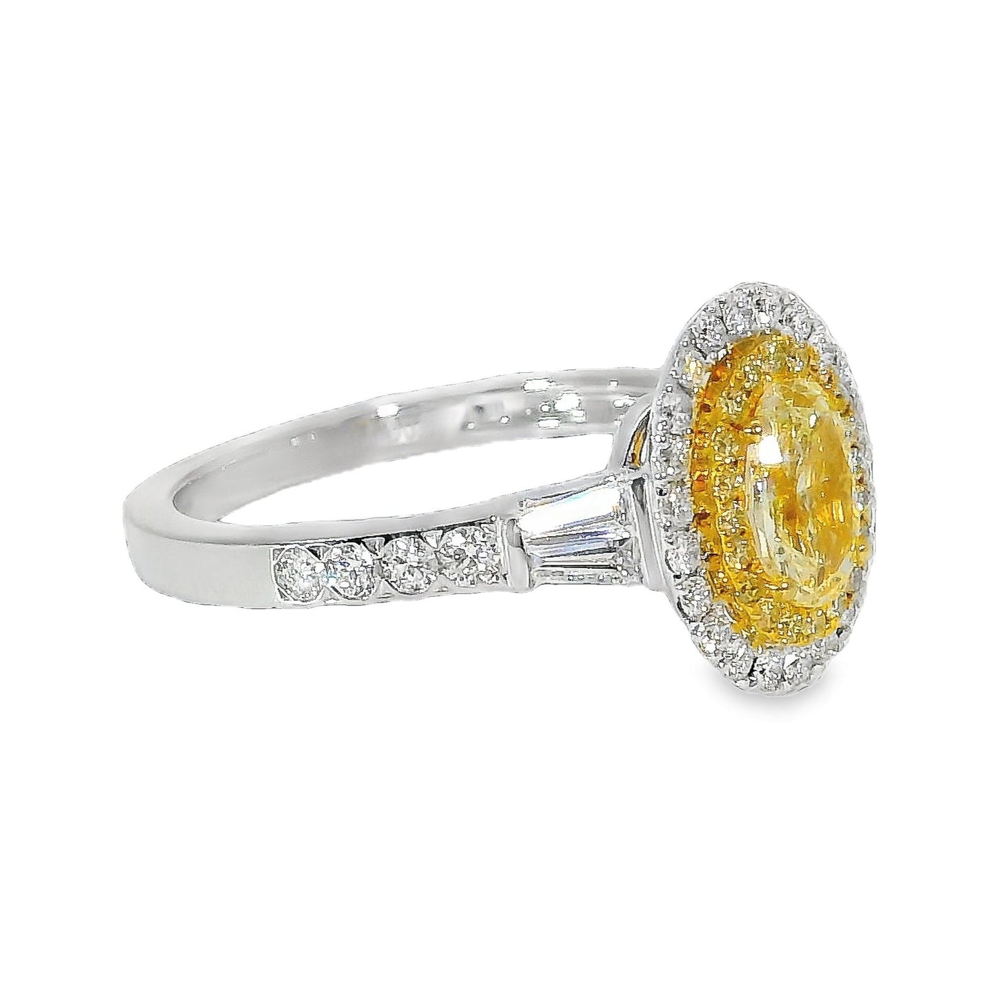 Fancy Yellow Natural Diamonds - 18kt White Gold