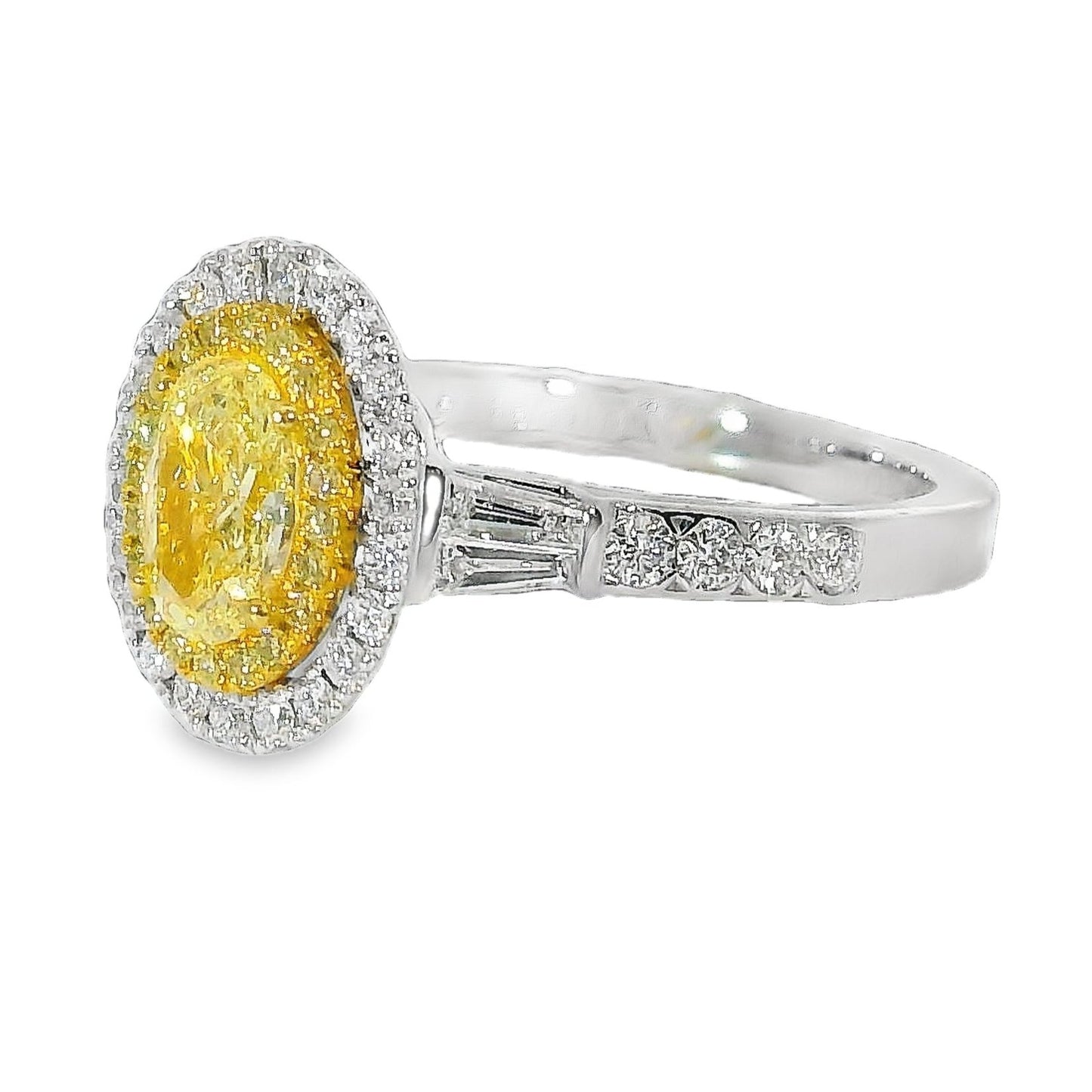 Fancy Yellow Natural Diamonds - 18kt White Gold
