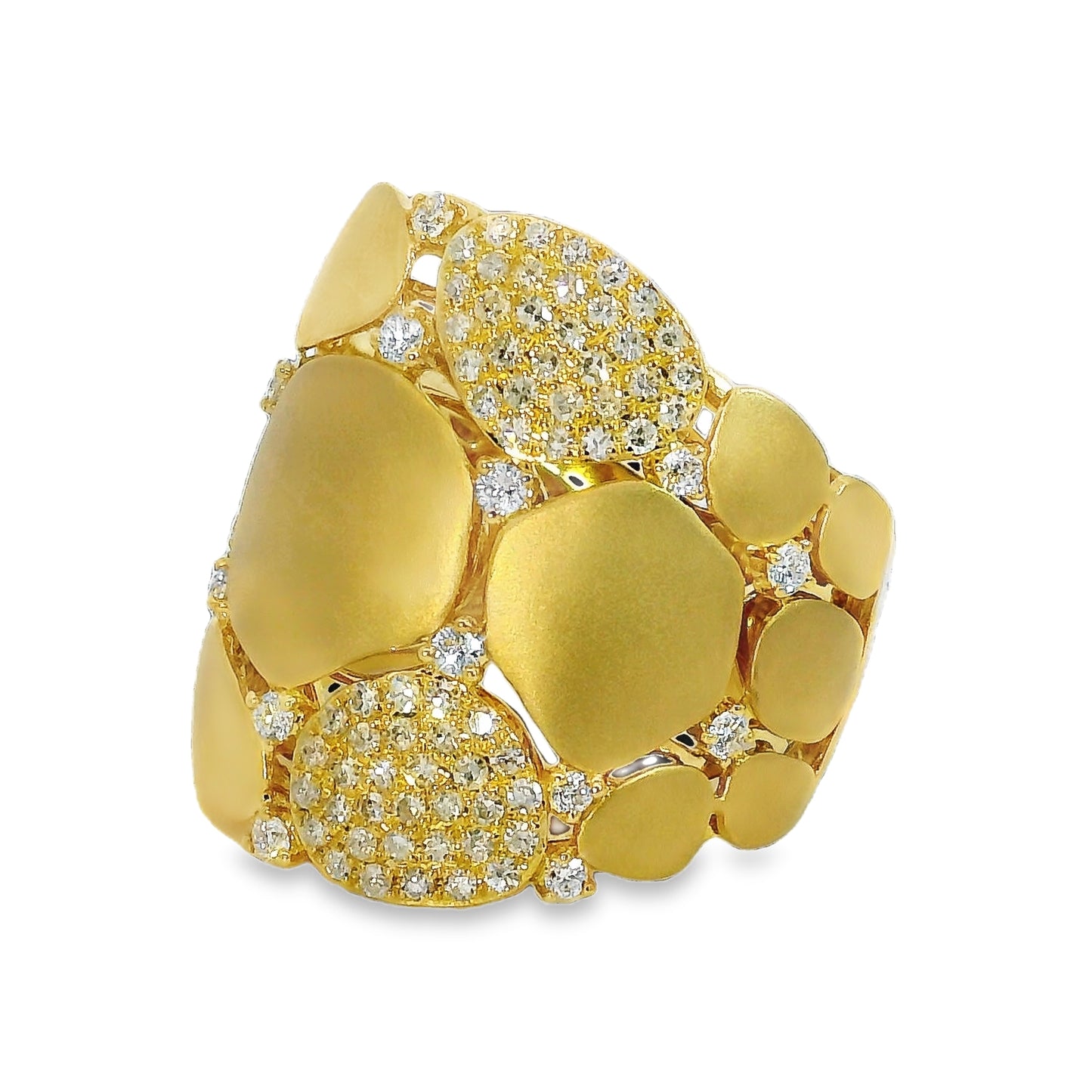 Natural Diamonds Ring - 14kt Yellow Gold