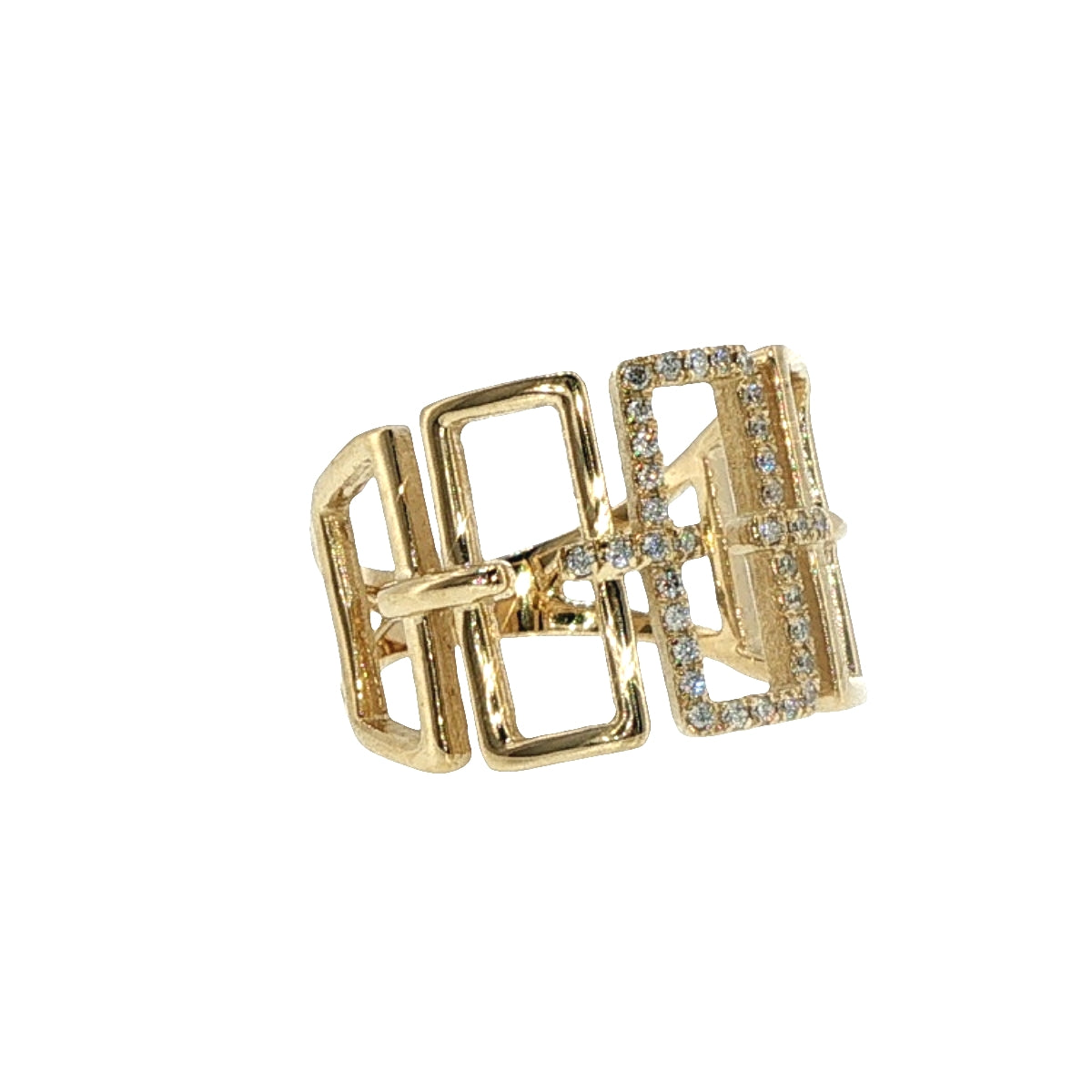 Natural Diamonds Ring - 14kt Yellow Gold