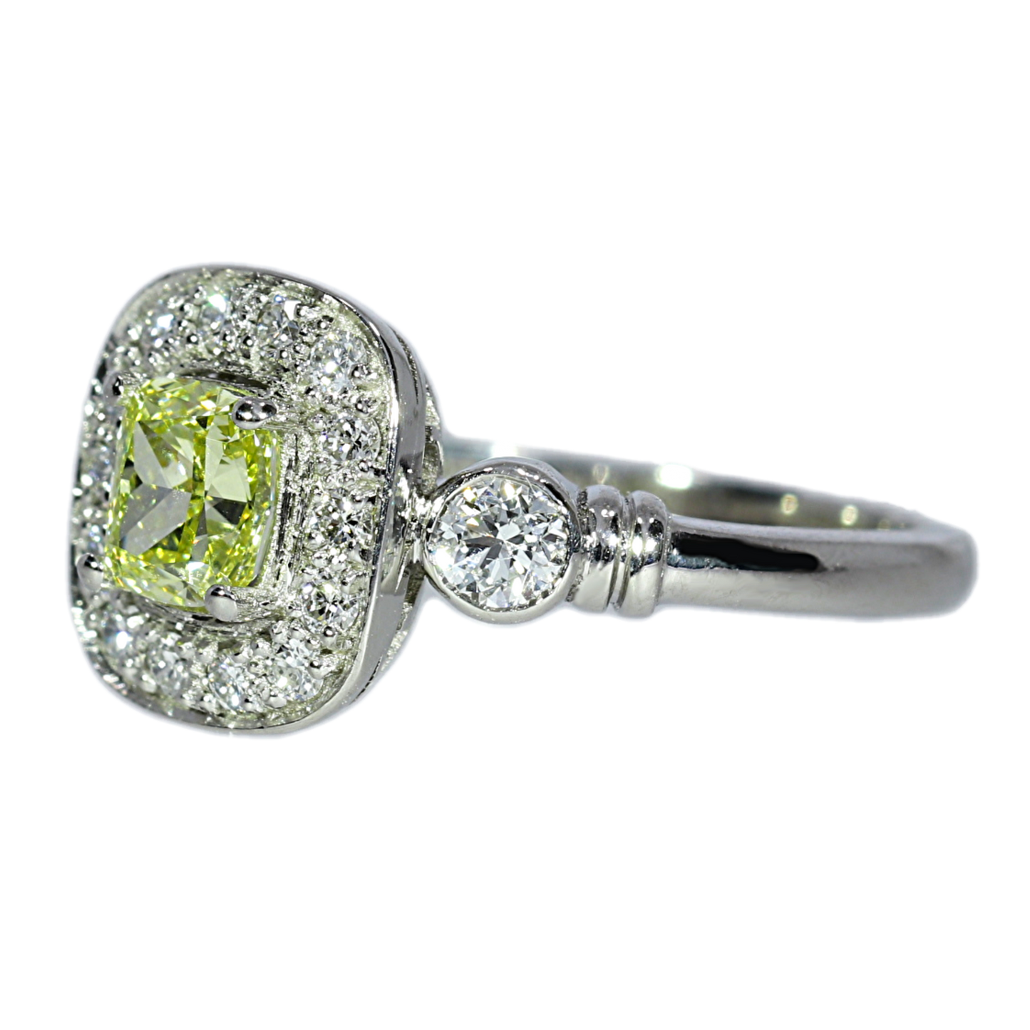 GIA Fancy Yellow Engagement Ring - Platinum