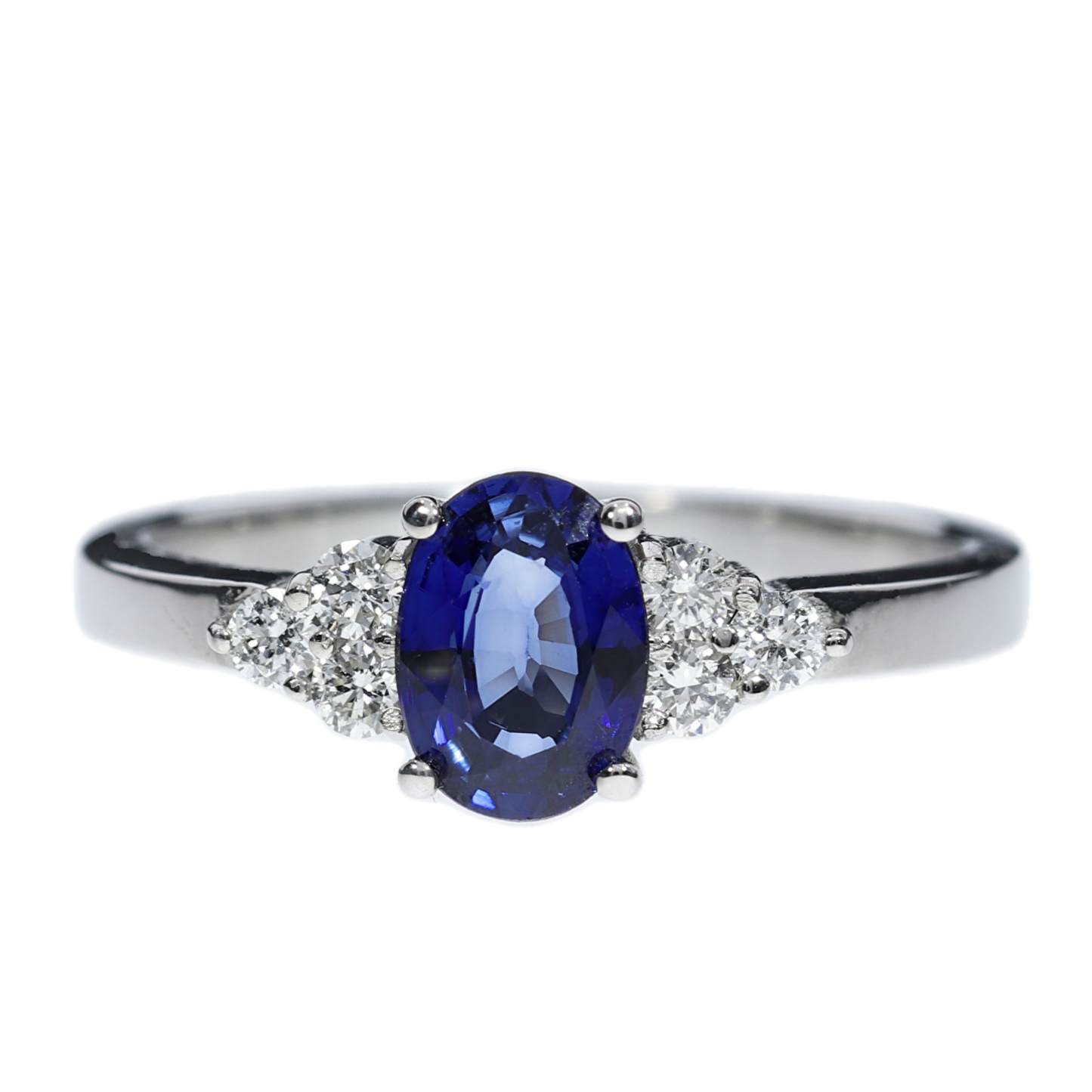 Sapphire and Diamond Ring - 18kt White Gold
