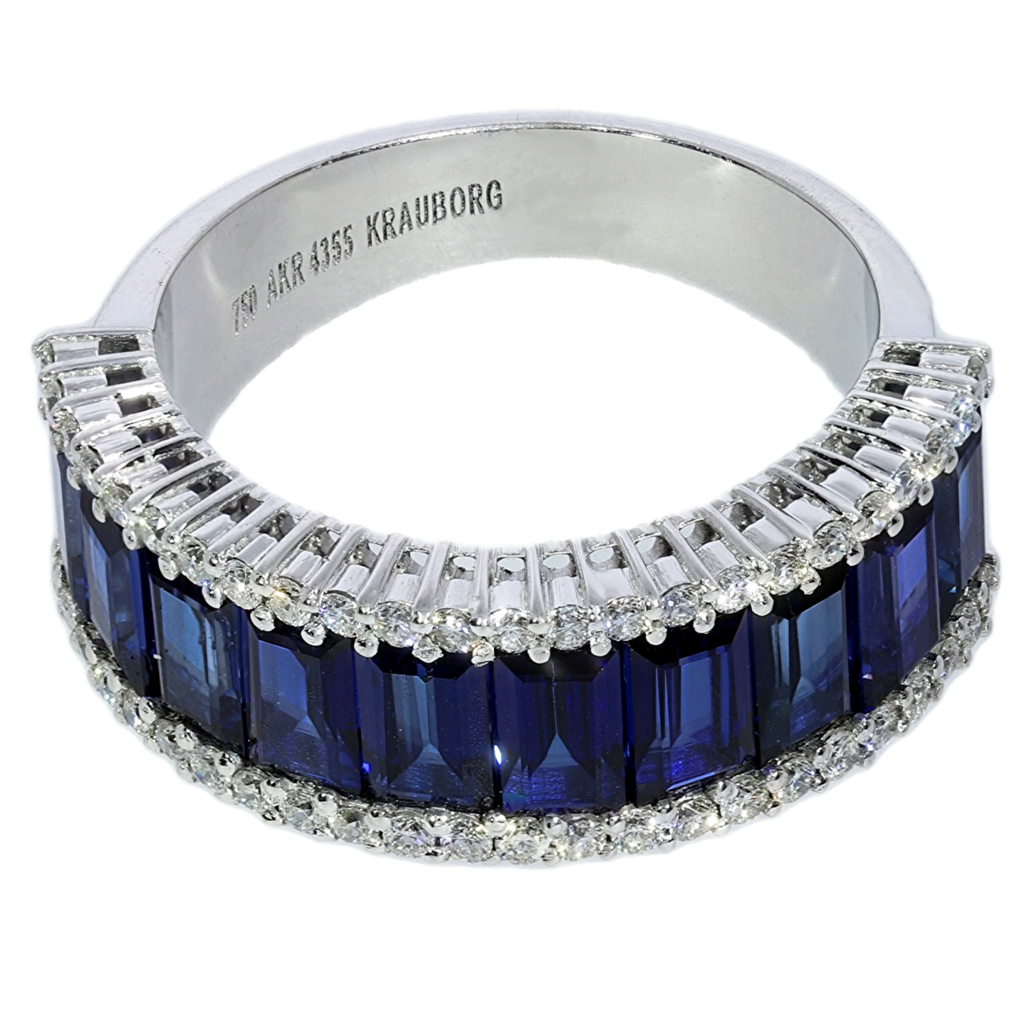 Sapphires and Diamonds Ring - 18kt White Gold