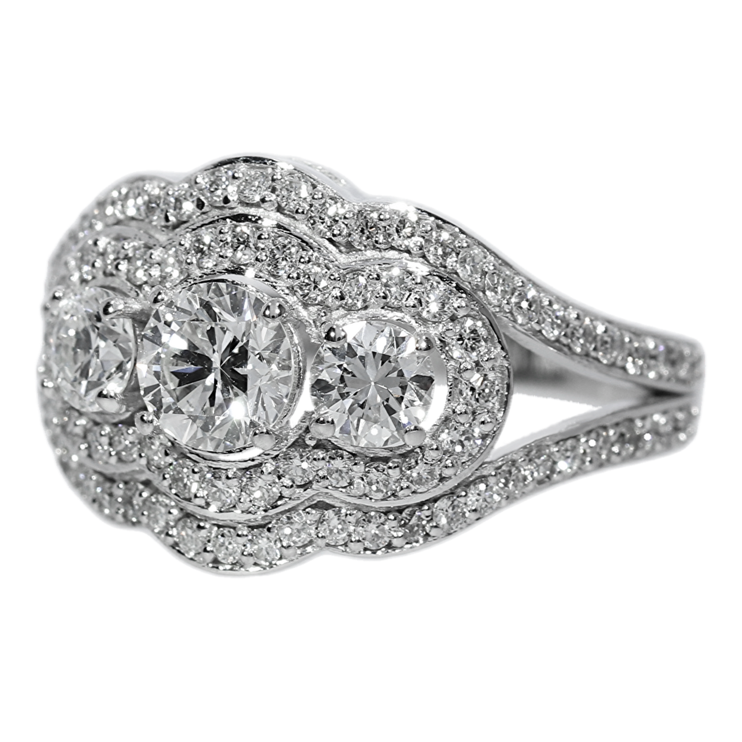 Diamonds Engagement Ring - 18kt White Gold