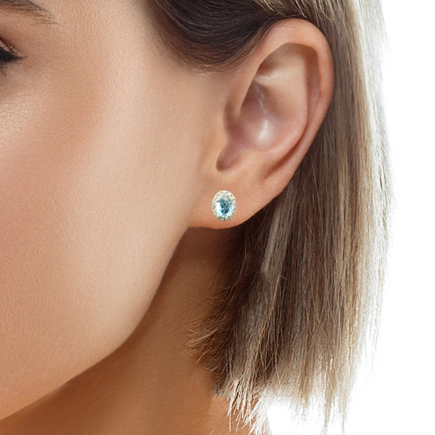 Aquamarine and Diamonds Earrings - 18kt White Gold