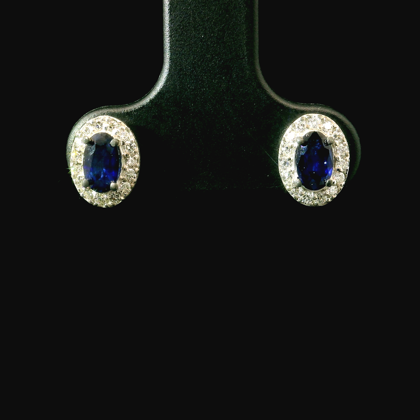 Aros Zafiros y Diamantes - Oro Blanco 18kt
