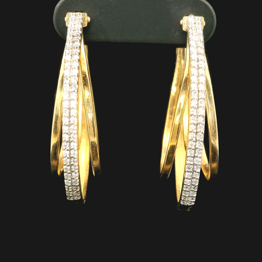 Diamond Hoop Earrings - 18kt Yellow Gold