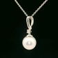 Pearl and Diamond Pendant - 14kt White Gold