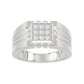 Sterling Silver Diamond Ring For Men 0.35Ct Round Cut Square Cluster Mens Ring Fine Jewelry Gift For Him