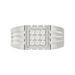 Sterling Silver Diamond Ring For Men 0.35Ct Round Cut Square Cluster Mens Ring Fine Jewelry Gift For Him