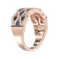 14K Rose Gold 1.00Ct Round Blue & Dark Brown Diamond Ladies Band Multi Color Fine Jewelry