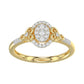 Romantic 10K Yellow Gold Halo Diamond Engagement Ring For Women Fine Jewelry
