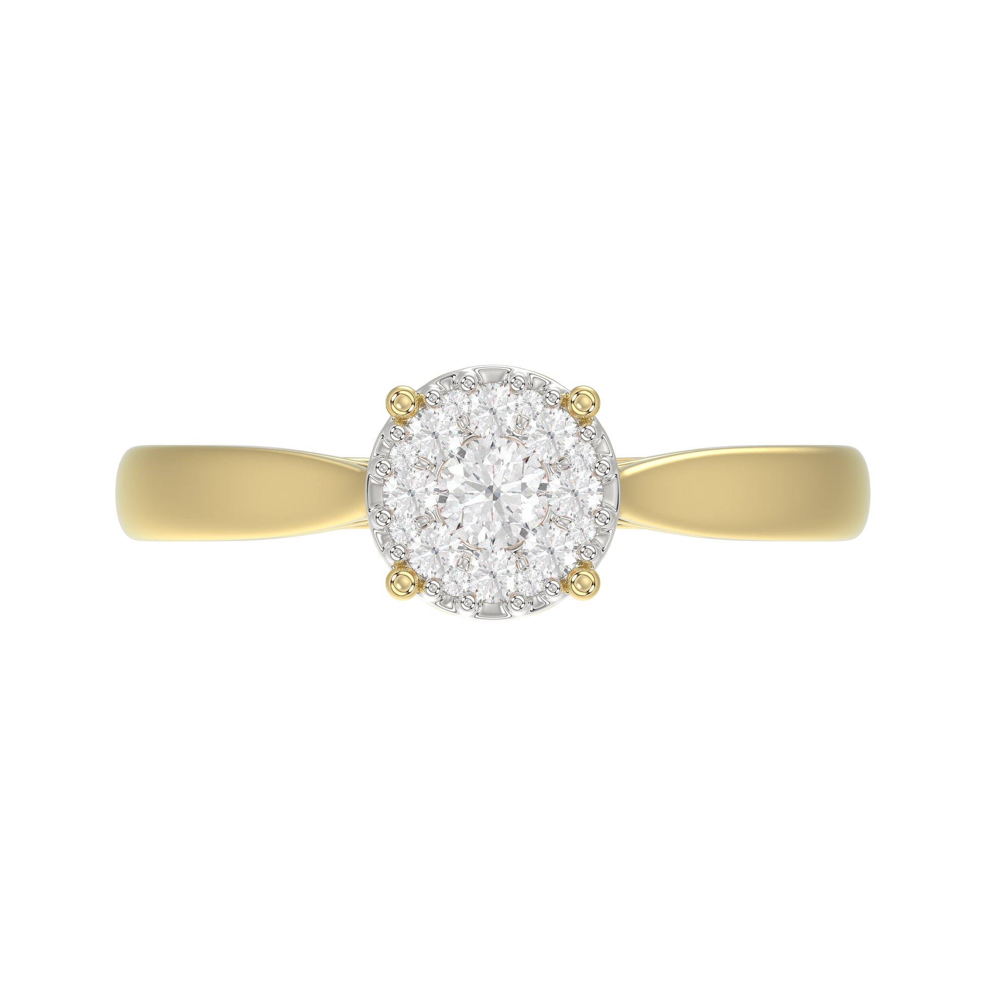 10K Yellow Gold Diamond Cluster Ring For Women 0.25Ct Round Diamond Fashion Ring